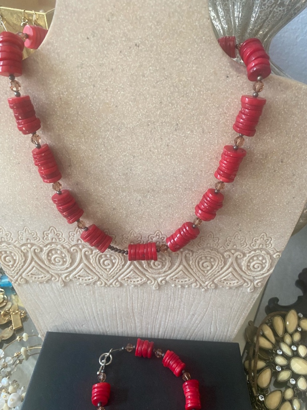 VTG Handmade Gen Stones Necklace and Bracelet